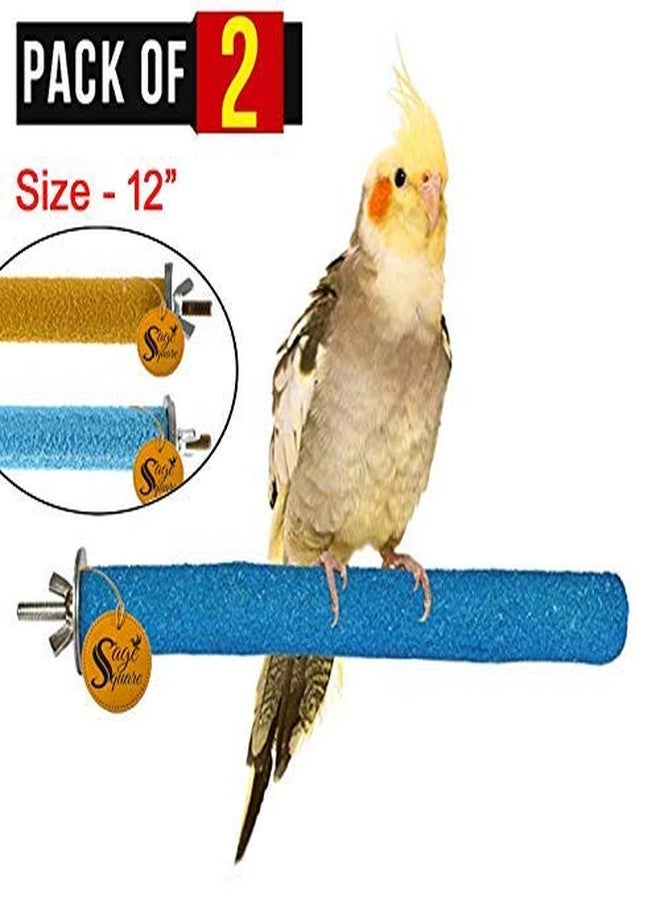 Sage Square Set of 2 Natural Habitat Wood Sand Perch/Stand/Toy for Birds (Light Weight) (Size - 12") - Image 2